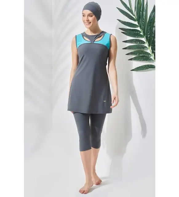 

C & City Zero Arm Tights Half Closed Hijab Swimwear C13100 Anthracite
