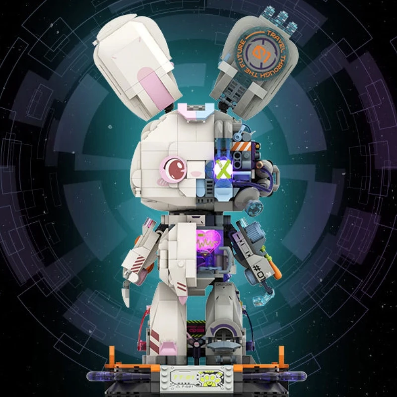 

Cartoon Cute Rabbit Breaks Future Half Body Anatomy Perspective Building Block Creative Assembly Decoration Birthday Gift