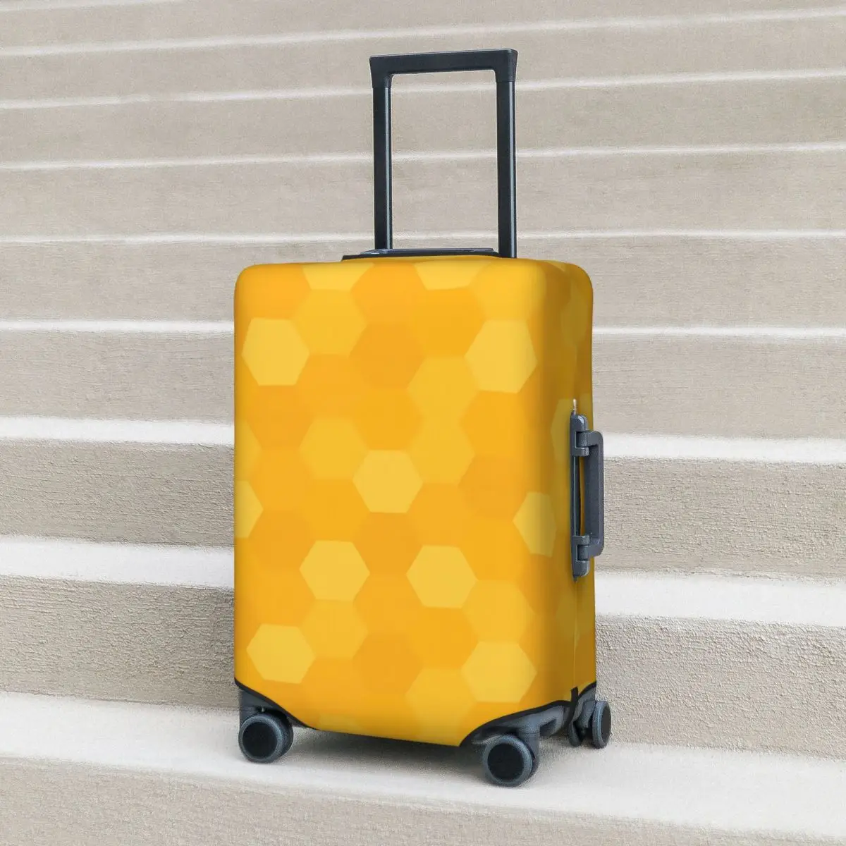 

Yellow Hives Suitcase Cover Honeycomb Print Fun Travel Protector Luggage Accesories Vacation