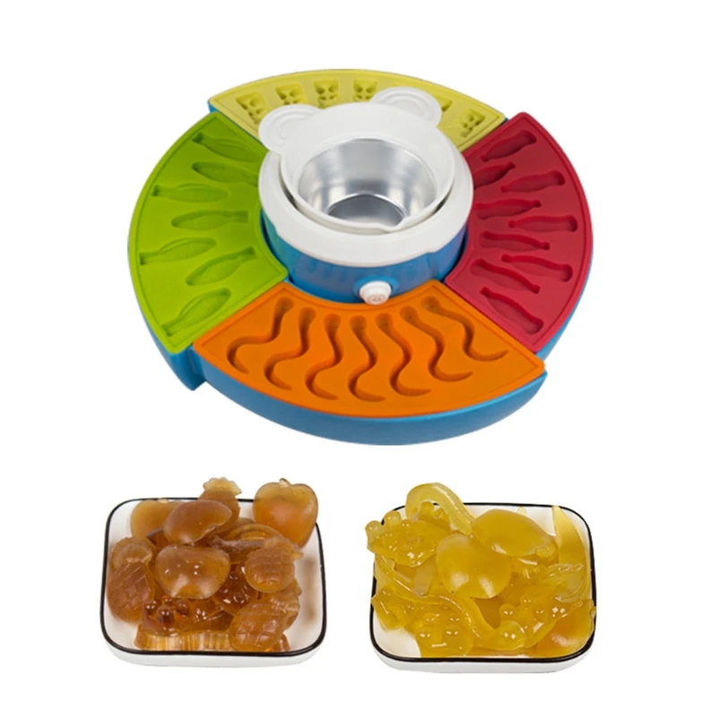 

D0AB Home Mini Fudge Machine EU Plug Jelly Candy Sweets Gummy Bears Making Equipment 4 Different Shapes Home Kitchen Appliances