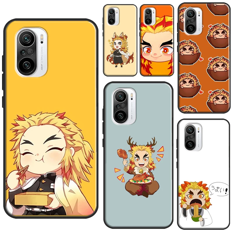 Чехол Chibi Rengoku Eating Demon Slayer для Xiaomi Mi 11 Lite 12 Pro 12X 10T 11T, POCO X3 X4 GT M3 M4 F3.