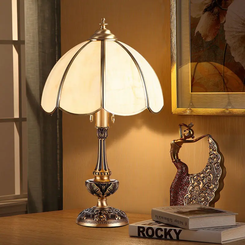 

TEMAR Modern Brass Table Light LED European Creative Luxury Glass Copper Desk Lamp For Home Living Room Study Bedroom