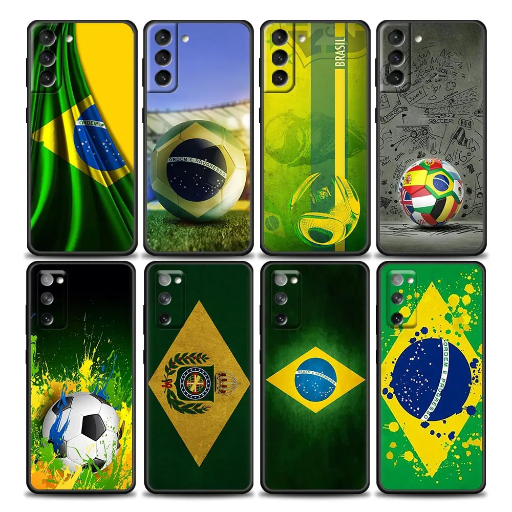 

Brazil Brazilian Flag Football S22Ultra Case For Samsung Galaxy S21 S20 FE S22 Ultra S10 S9 S8 Plus 5G Case Soft Cover Fundas