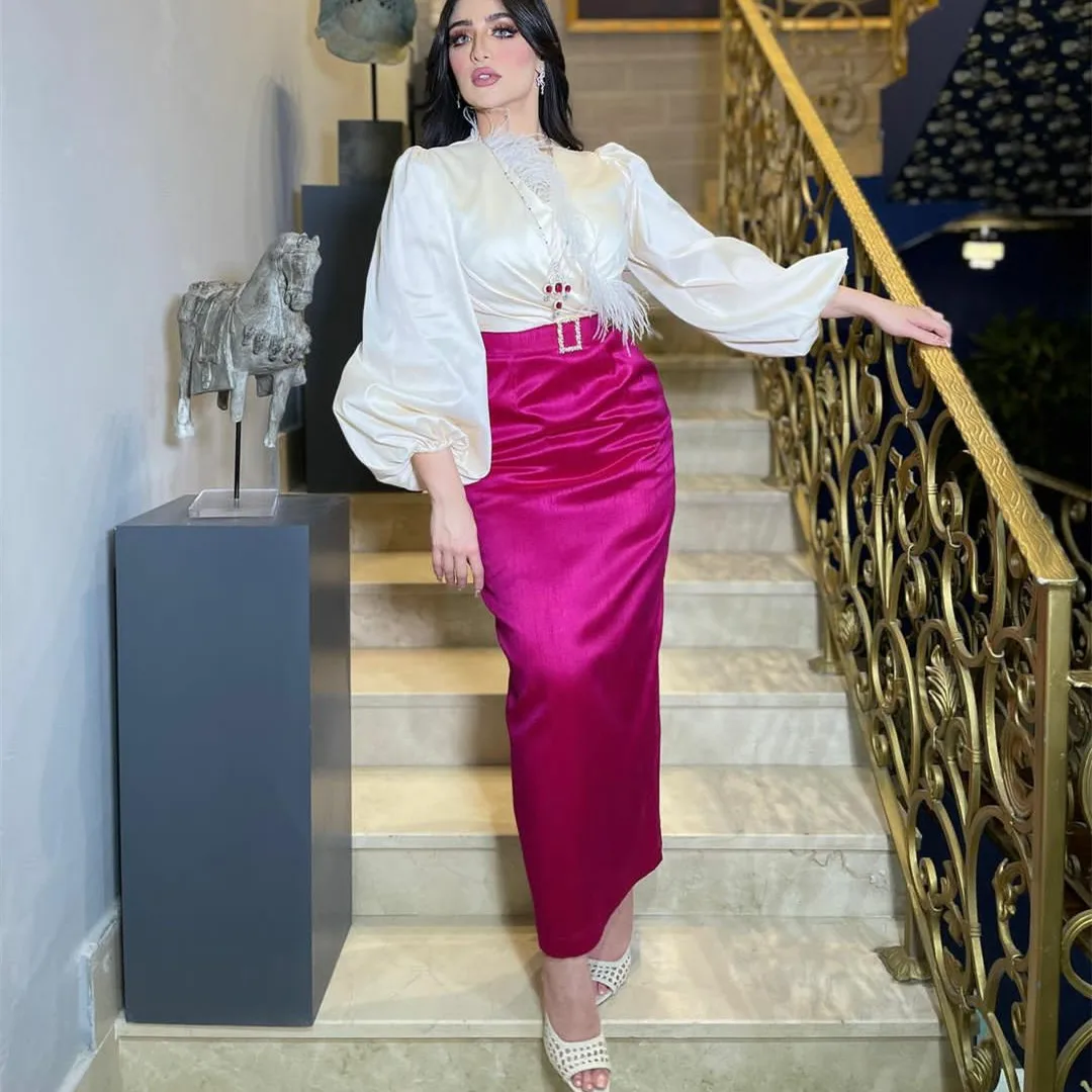 

Женское атласное платье с V-образным вырезом, длинное вечернее платье в мусульманском стиле с перьями, платье-футляр до щиколотки для выпуск...