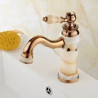 antique brassjade stone bathroom rose gold hot and cold water taps basin mixer faucet