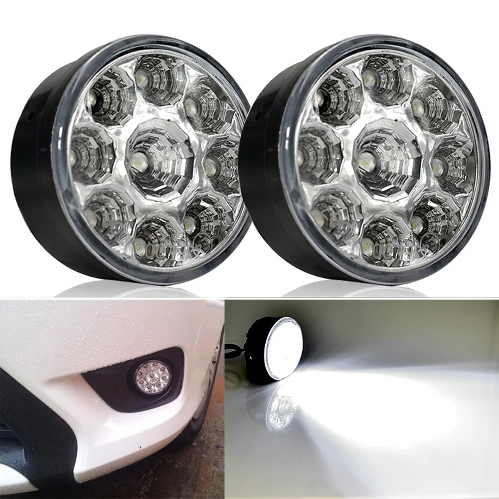 

2Pcs Car Daytime Running Light Assembly White 12V 9LED Auto DRL Fog Lamp Driving Day Light Replace Car Styling Headlight