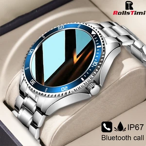 rollstimi new smart watch mens bluetooth call full touch screen luxury fitness ip67 smart bracelet for xiaomi phone huawei ios free global shipping