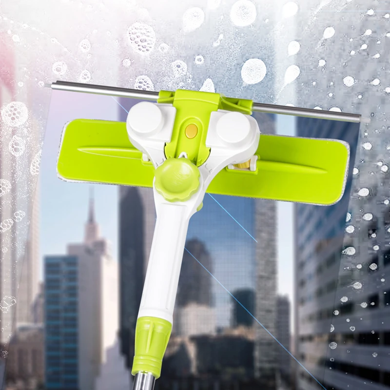 

Window Squeegee Microfiber Extendable Window Scrubber Washer Cleaner Tools 180 Rotatable Cleaning Brush for High Window