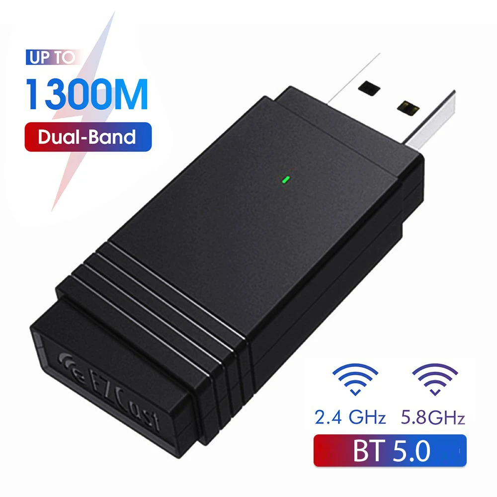 

Беспроводная сетевая карта 1200 м, портативный USB3.0 2,4G + 5,8G, двухдиапазонный Wi-Fi адаптер MIMO, Bluetooth-совместим с 5,0 для настольного ПК, ноутбука