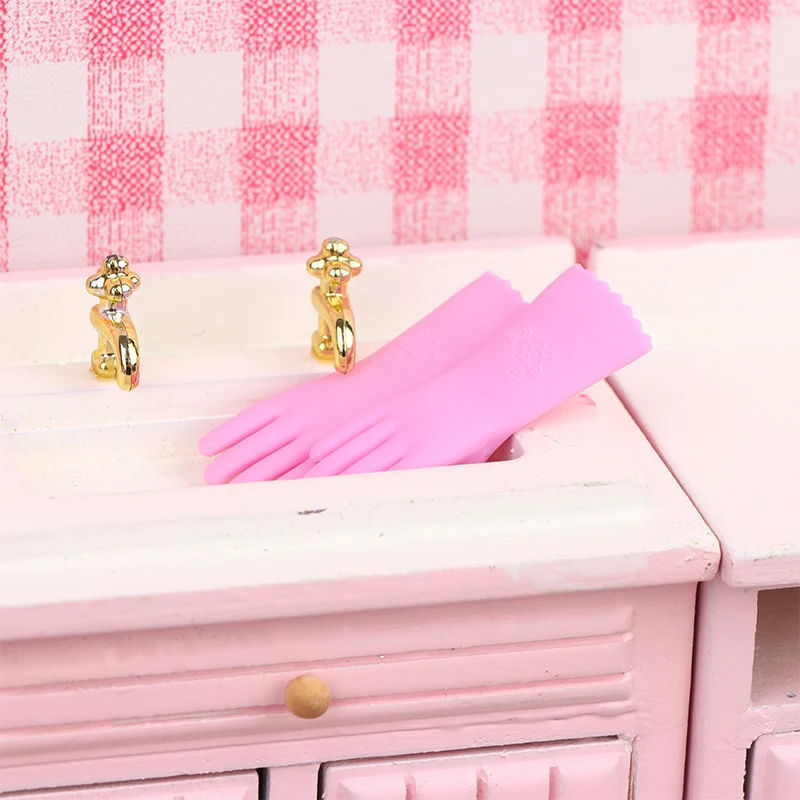 1 пара миниатюрные перчатки для кукольного домика выпечки рукавицы стирки Модель