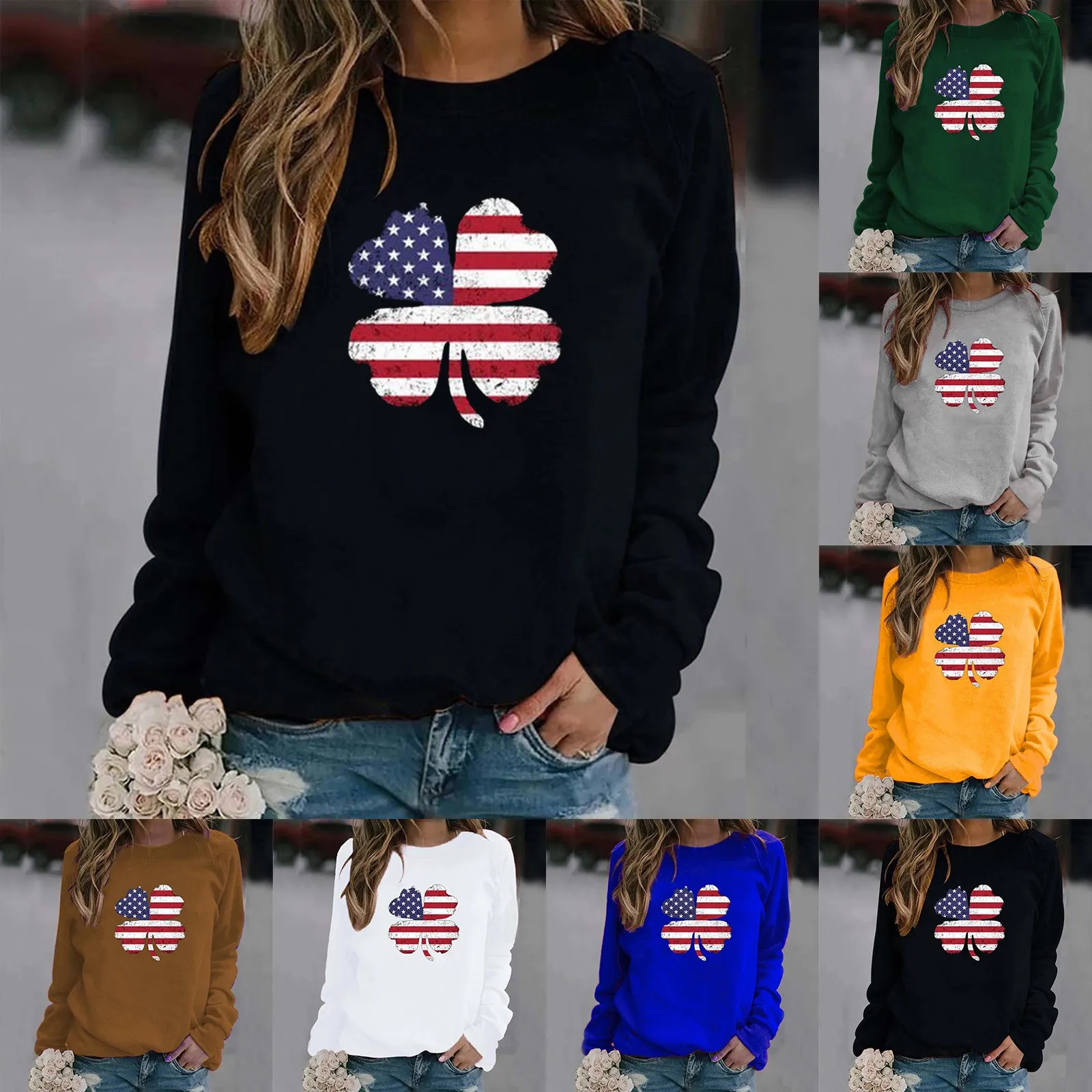 

Женский свитшот с круглым вырезом, круглым вырезом и длинным рукавом