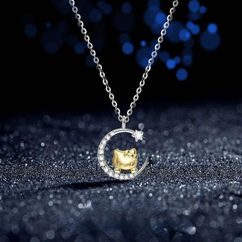 

Hello Kitty Necklace Sanrio Ornaments Fashion Cute Trendy Woman's Necklace Girl Jewelry Accessories Rhinestone Pendant Gifts