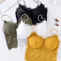 fashion women sexy tank tops vest chest padded underwear tube ladies lace short bralette crochet gather solid female clothes