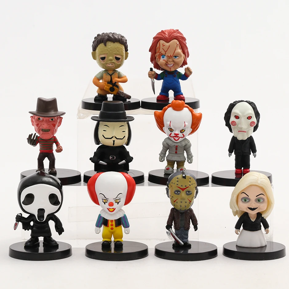 

5cm Ghostface Chucky Jason Freddy Billy Pennywise V Leatherface Figure Toys Model Dolls Best Gifts set of 10