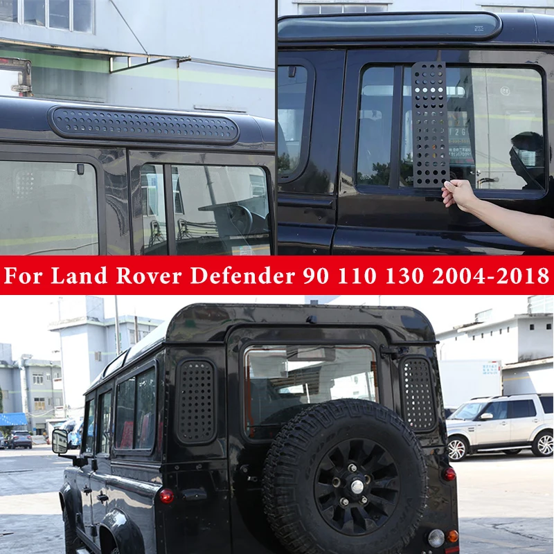 

Aluminum Alloy Black Car Rear Door Roof Side Window Glass Protective Plate Cover For Land Rover Defender 90 110 130 Accessories