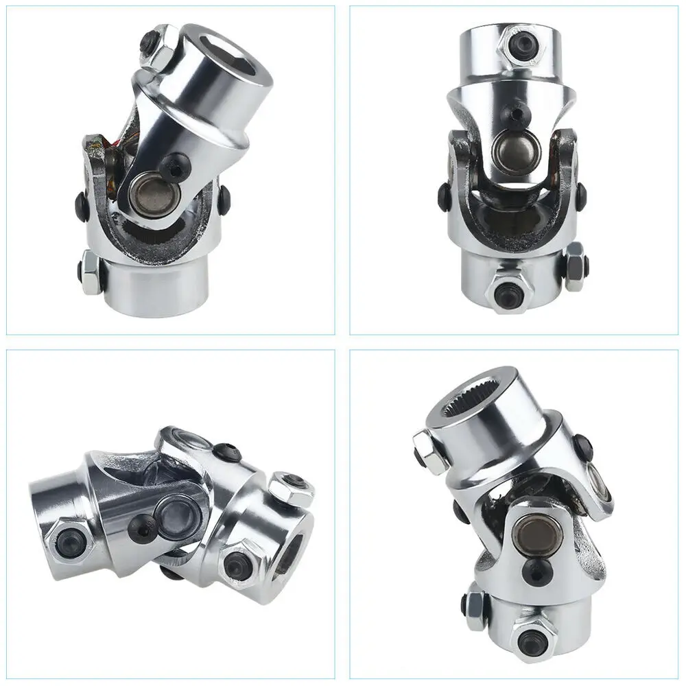 

3/4"-36 Spline x 3/4" DD Single Steering Shaft Universal U Joint Total Length 83mm Working Angle 35°Nickel Plated Steering