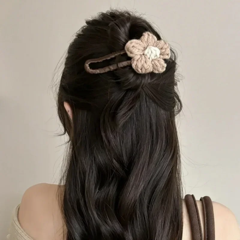 Женские тканые заколки для волос с цветком в стиле ретро боковые плетеные уткой