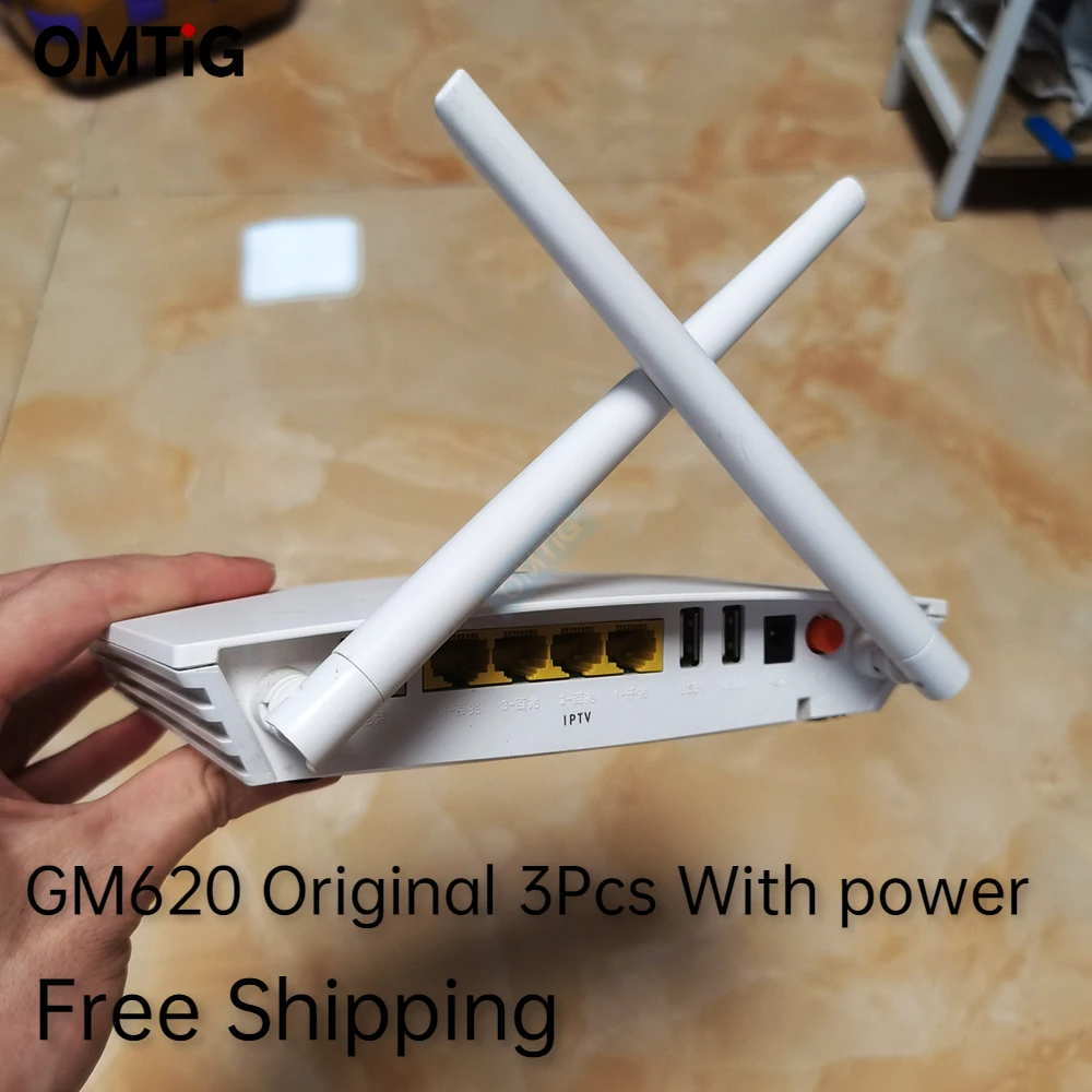 3Pcs With Power Original GM620 Gpon Onu ONT 1GE+3FE LAN + 2.4G / 5.0G WIFI Ftth Gpon Ont Modem No Adapter