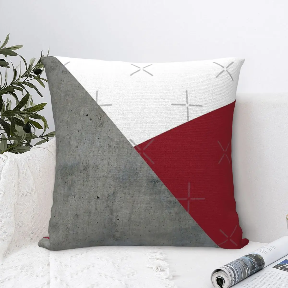 Бетонный серый и бордовый красный геометрический фон наволочка декоративная