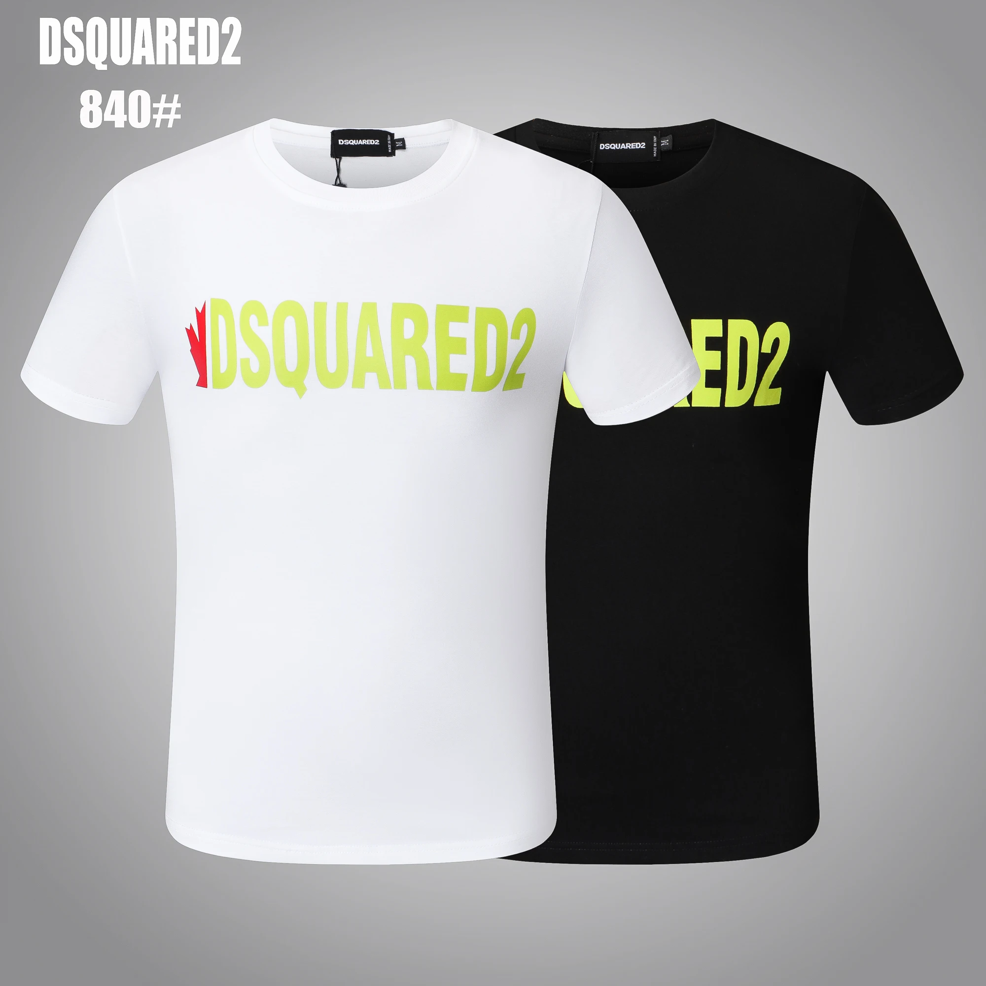 

Top Clothes Summer Dsquared2 Street Hip-Hop O-Neck Short-Sleeved T-shirt Cotton Locomotive Letter Printing DSQ2 Casual Tee Men