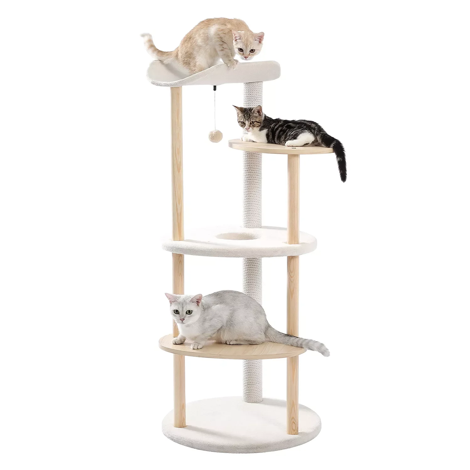 

Wood Cat Tree Cats Multi Floor Large Play Tower Sisal Scratching Post Kitten Furniture Activity Centre Condo Playhouse Dang toy