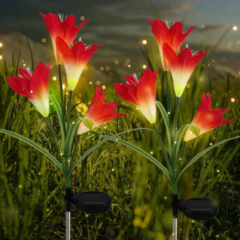 

Outdoor Solar Lights Waterproof Solar Garden Lily Flowers Lights LED Fairy Garland Lamp Patio Courtyard Decoration Solar Lamp