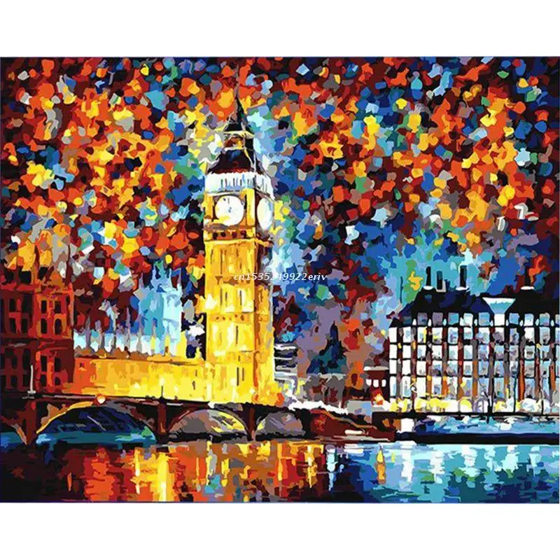 

Big Ben Canvas DIY Oil Painting for Kids Adults Beginner with Brushes and Acrylic Pigment Dropship