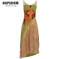 hepidem clothing summer fashion runway lace long dresses womens sleeveless elegant floral print party holidays dress 61909