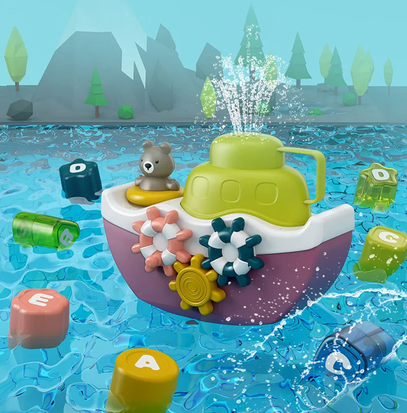 

Игрушки для ванны для малышей 1-3, для девочек и мальчиков, детские игрушки, детская ванна, плавающие штабелируемые лодки, Детские Игрушки для ванны и душа