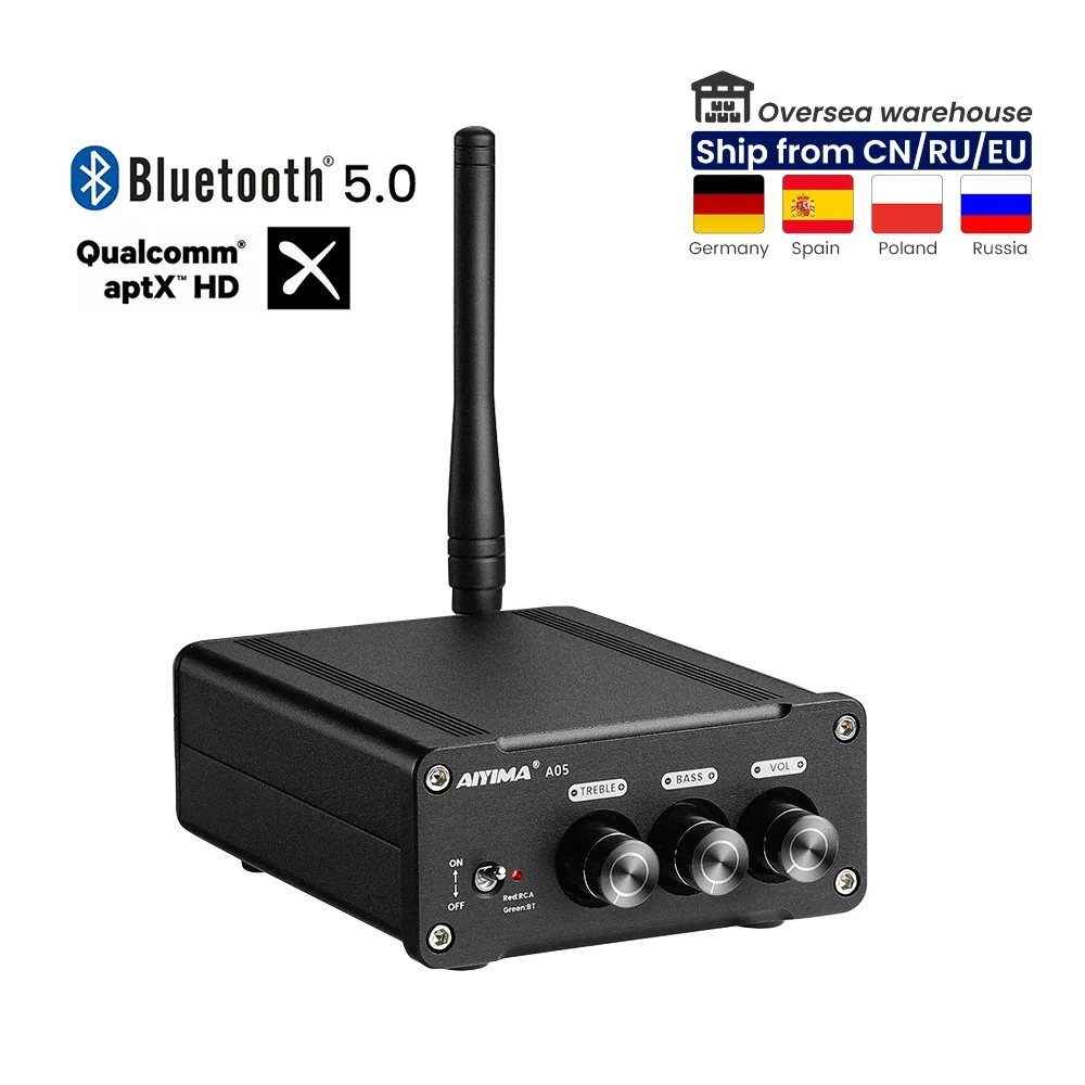 

Аудио A05 Bluetooth TPA3221 звуковой усилитель 100 Вт QCC3034 APTX Mini HiFi стерео класса D усилитель мощности с высокими басами для динамика