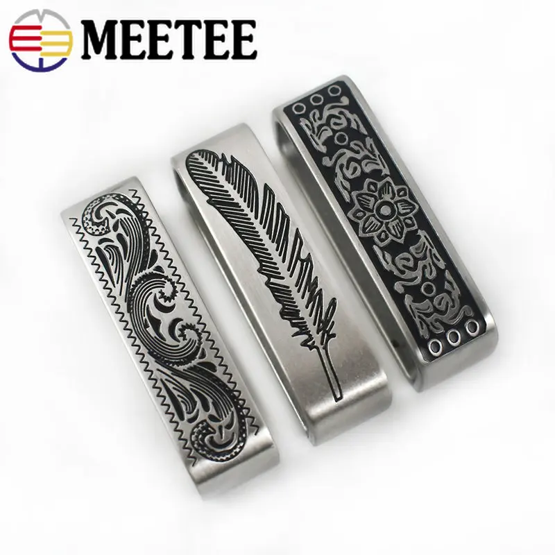 

2Pcs Meetee 35/40mm Solid Stainless Steel Metal Ring Belt Loop Buckle Men's Keeper Jeans Clothing Accessories for 34-39mm Belt