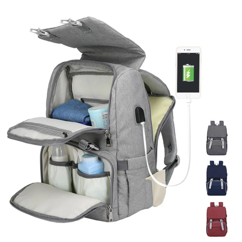 

Diaper Bag Backpack Women Large Capacity USB Baby Care Nappy Maternity Backpacks Kit Woman Travel Nursing Bag For Stroller