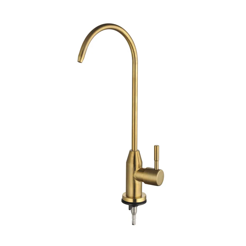 Brushed Gold Drinking Water Purifier Faucet Stainless Steel Drinking Water Reverse Osmosis Systems Kitchen Water Filter Tap 1/4" images - 6
