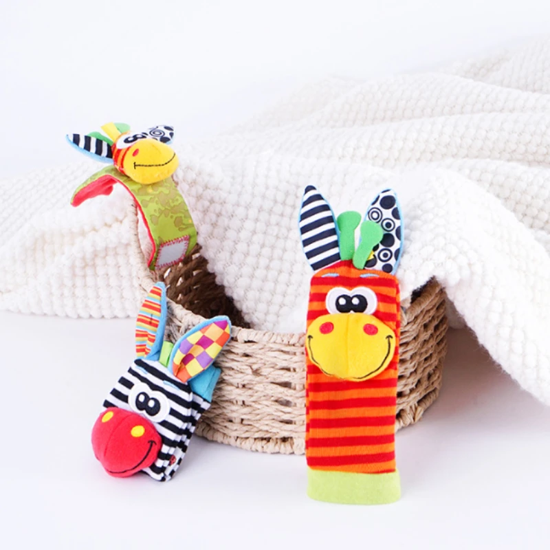 

0-12 Months Baby Toy Baby Rattles Toys Animal Socks Wrist Strap Rattle Baby Foot Socks Bug Wrist Strap Baby Socks Pacifier Toys