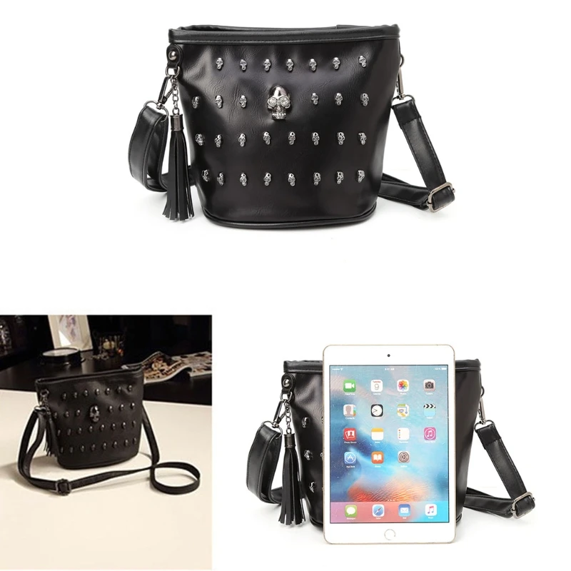 Fashion Women Skull Punk Goth Tassel Messenger Shoulder Bag Crossbody Handbag