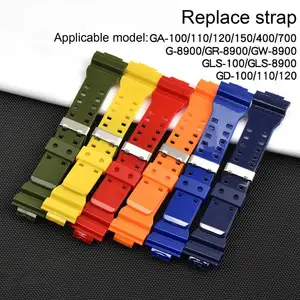 16mm Resin Watch Band Soft Glossy Smart Watch Wrist Strap Replacement for Casio- GA110/GD100/GA400/G LS-100  Watch Accessories