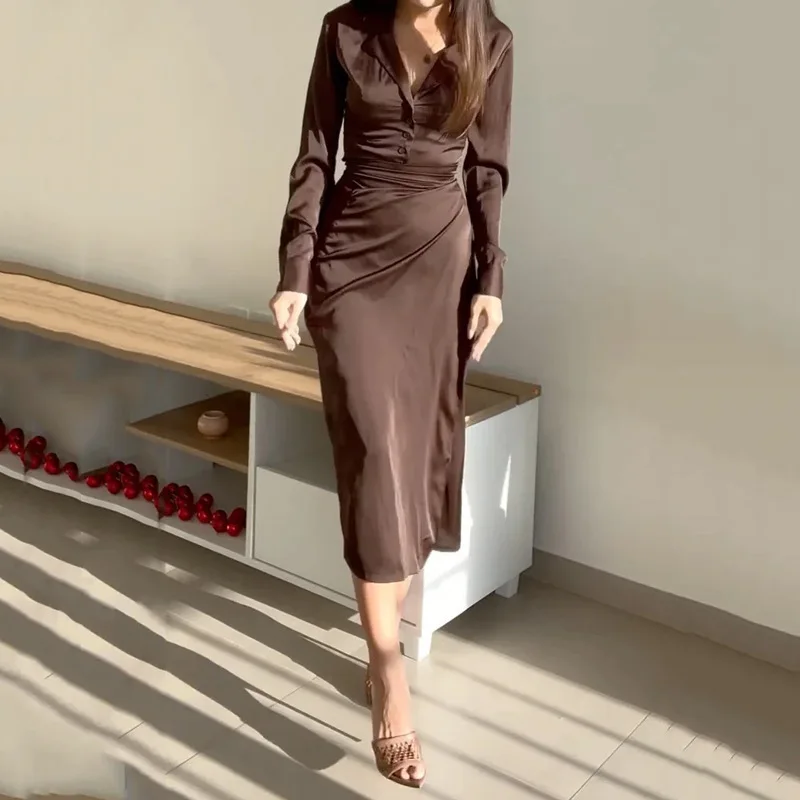 

Two Piece Set Women 2022 Fashion Casual Solid Office Lady Slim Shirt Dress Set Women's clothing