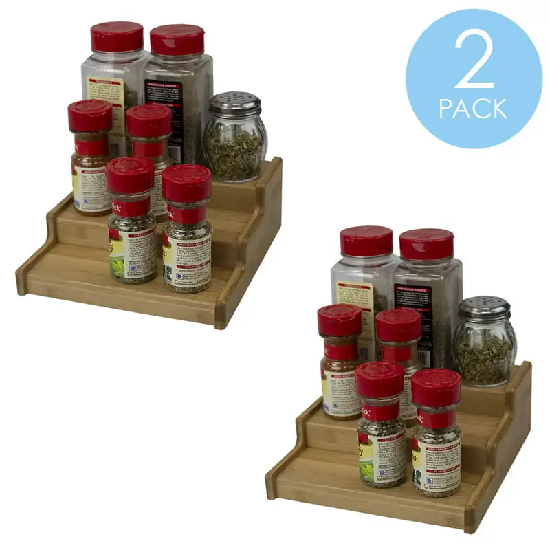 

2023 New Expandable 3 Tier Step Seasoning and Spice Organizer, Natural