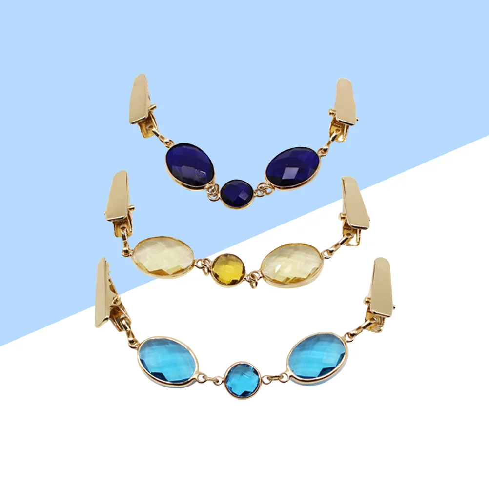 

3 PC Connection Buckle Women's Womens Spring Top Shawl Clip Glass Crystal Sweater Clips