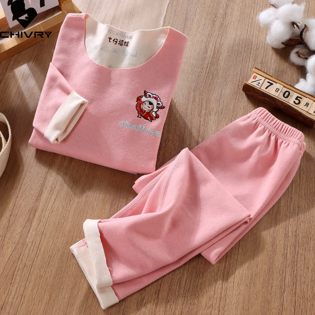 

New Autumn Winter Kids Pajamas Baby Boys Girls Long Sleeve Thicken Warm T-shirt with Pants Youth Pyjamas Sleepwear Clothing Sets