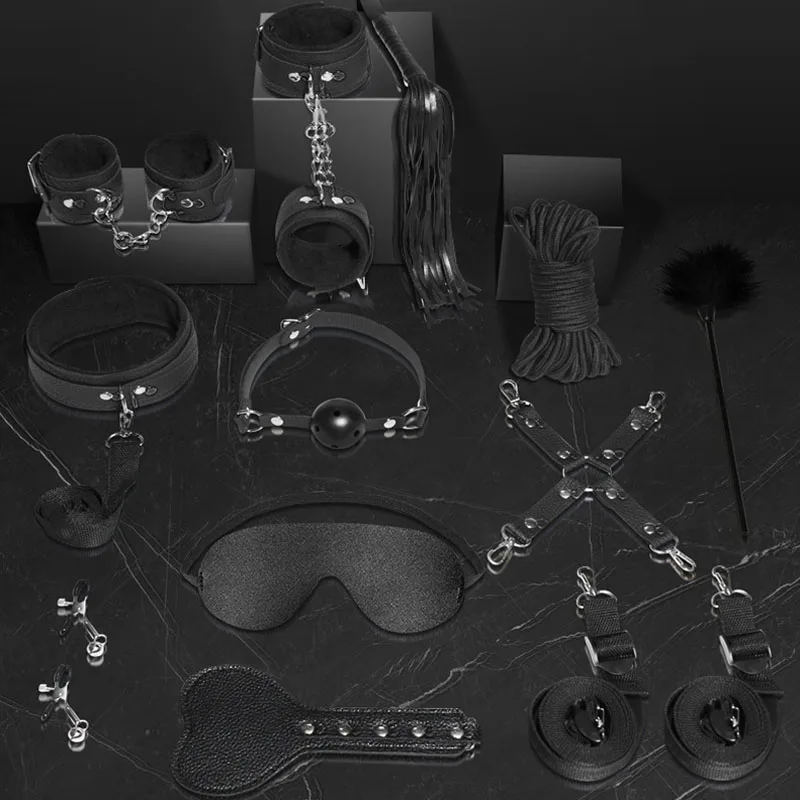 Набор для бондажа SM набор из 12 предметов игрушки взрослых наручники эротическое