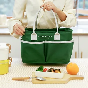 Large Capacity Double Pocket Insulated Lunch Bag Portable Zipper Thermal Bento Box Food Storage Cooler Bags Container for Women