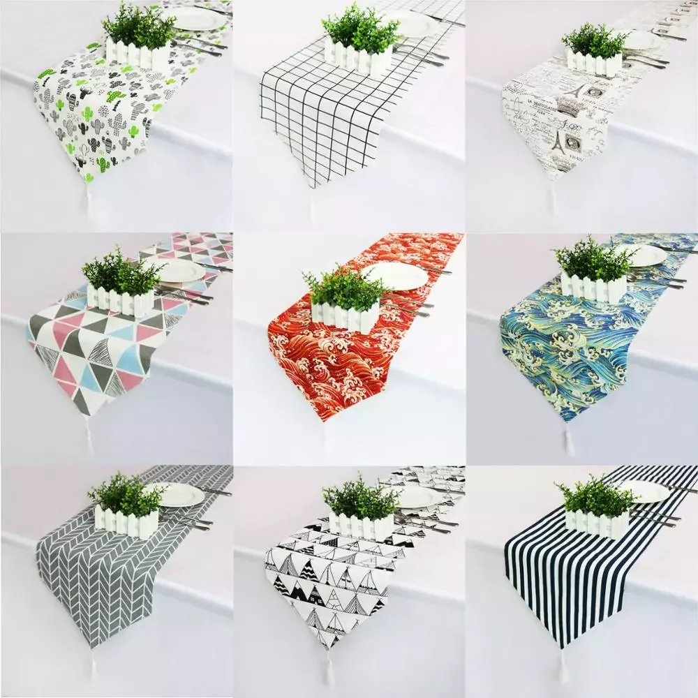 

Yellow Table Runners Cotton Linen Tablerunner Boho Decor Tablecloths Wedding Party Decoration Home Nordic Table Runner