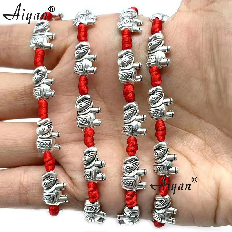 

12 Pieces Eight Elephants Red Thread Screw Knot Bracelet Can Be Given As A Gift To Represent Good Luck