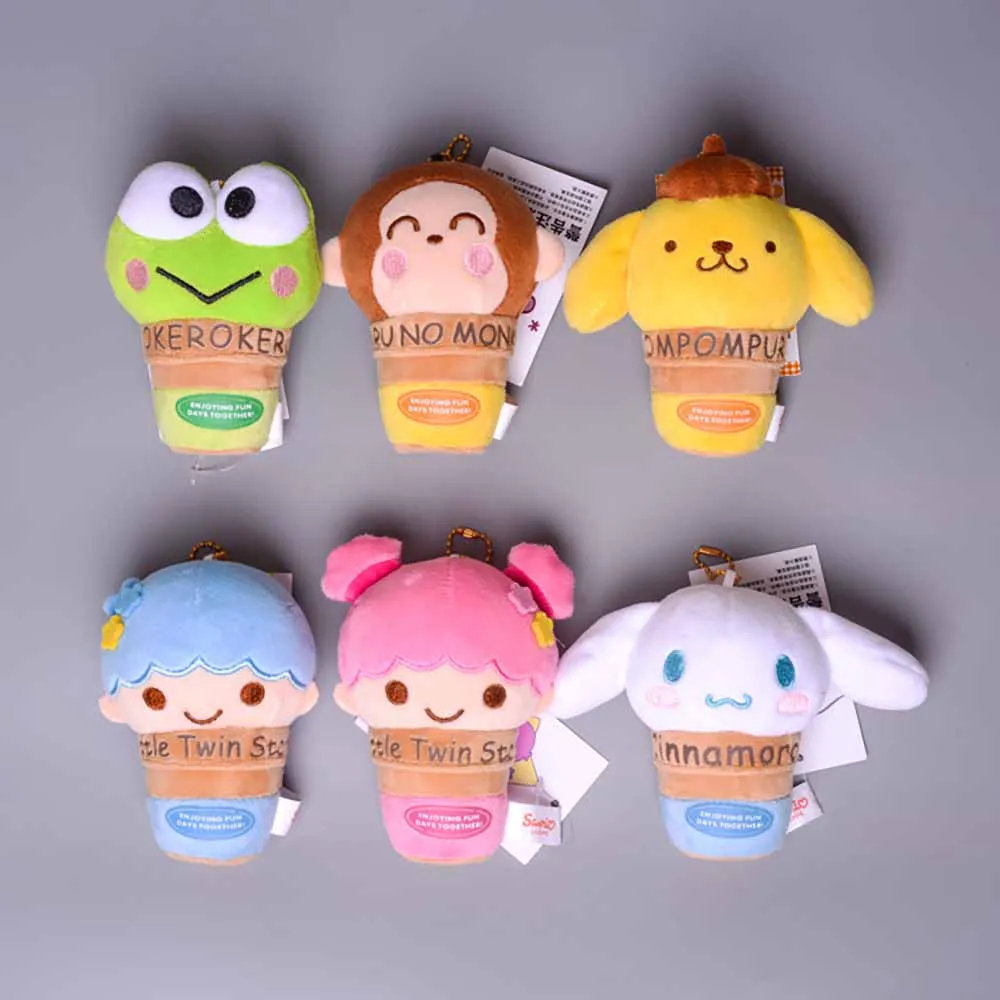 

Sanrioed Cartoon Ice Cream Cone Cinnamoroll Purin Plush Doll Keychain Pendant Soft Stuffed Doll Backpack Ornaments Kid Girl Gift