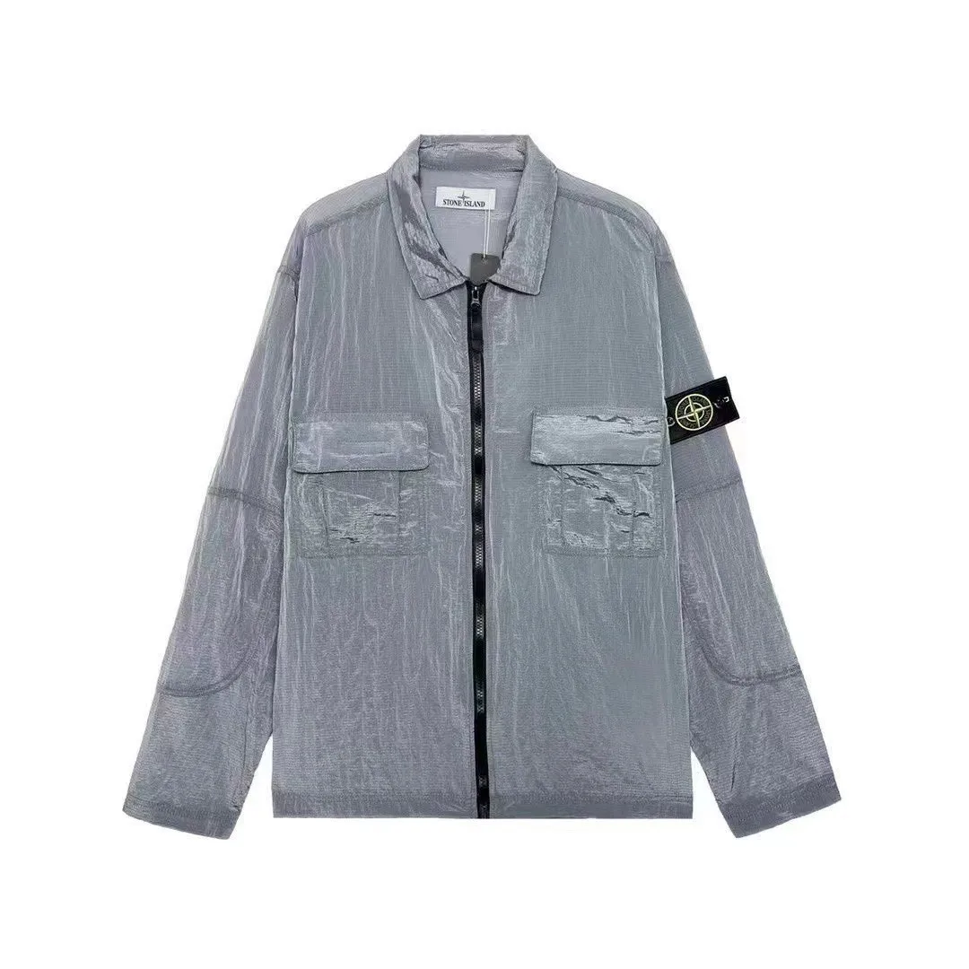 

Spring and Summer Thin Metal Nylon Reflective Shell Jacket Wind Shield Jacket Coat