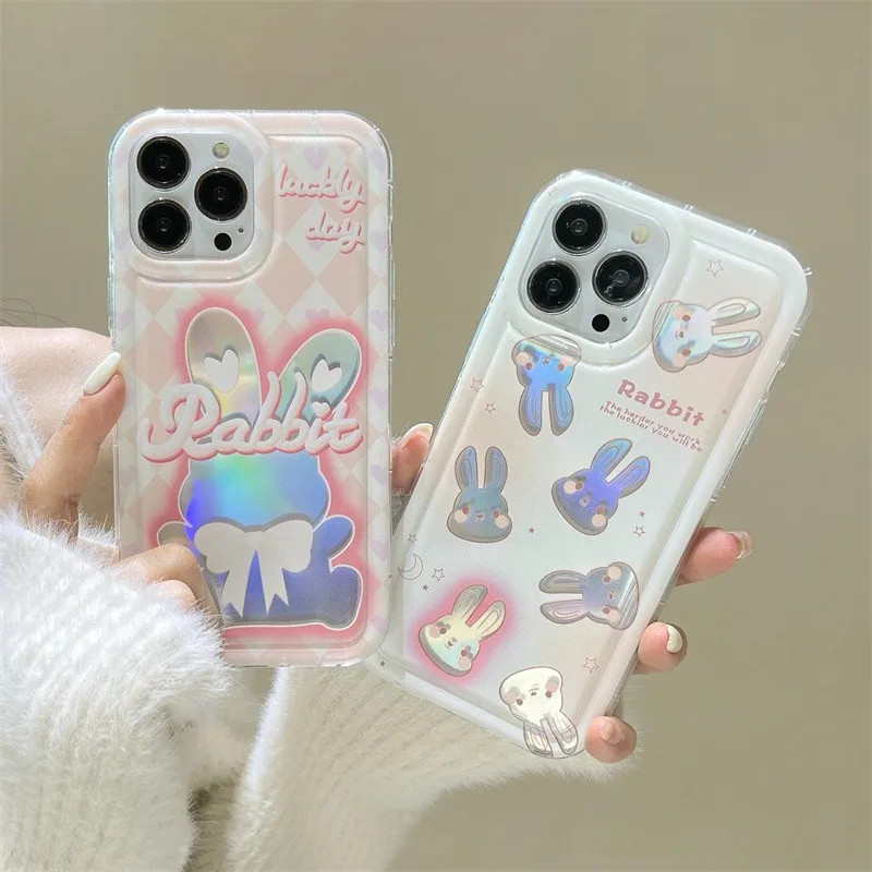 

Fashion Cute Shiny Laser Rabbit Girl Phone Cover Case For Iphone 14 13 12 11 Pro Max 7 8 Plus Se Anti-fall Soft Coque Fundas