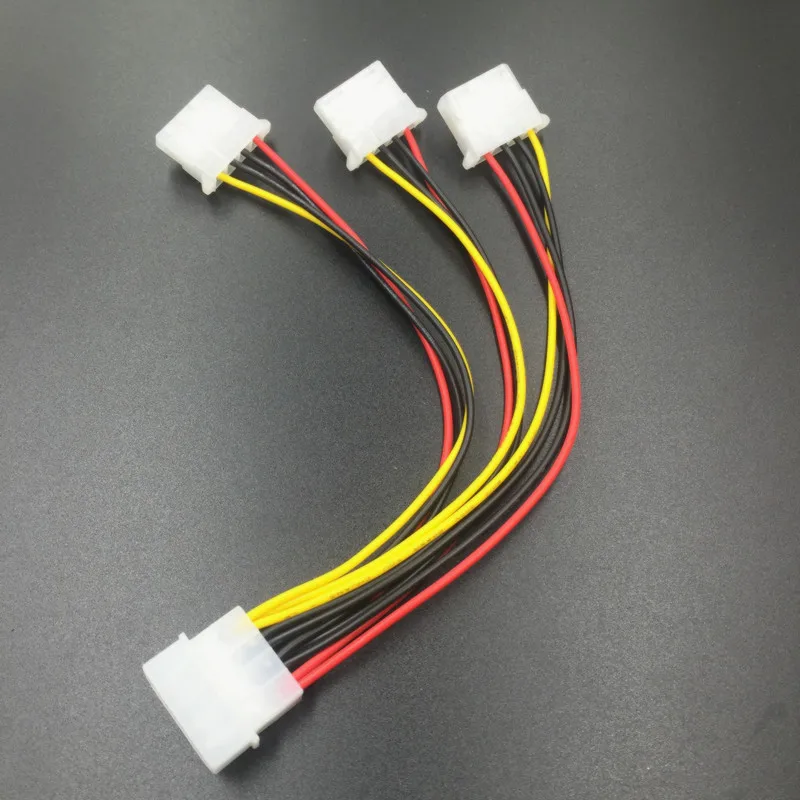 

4Pin IDE Power Cables HY1578 4 Pin Molex Male To 3 Port Molex IDE Female Power Supply Splitter Adapter Cable