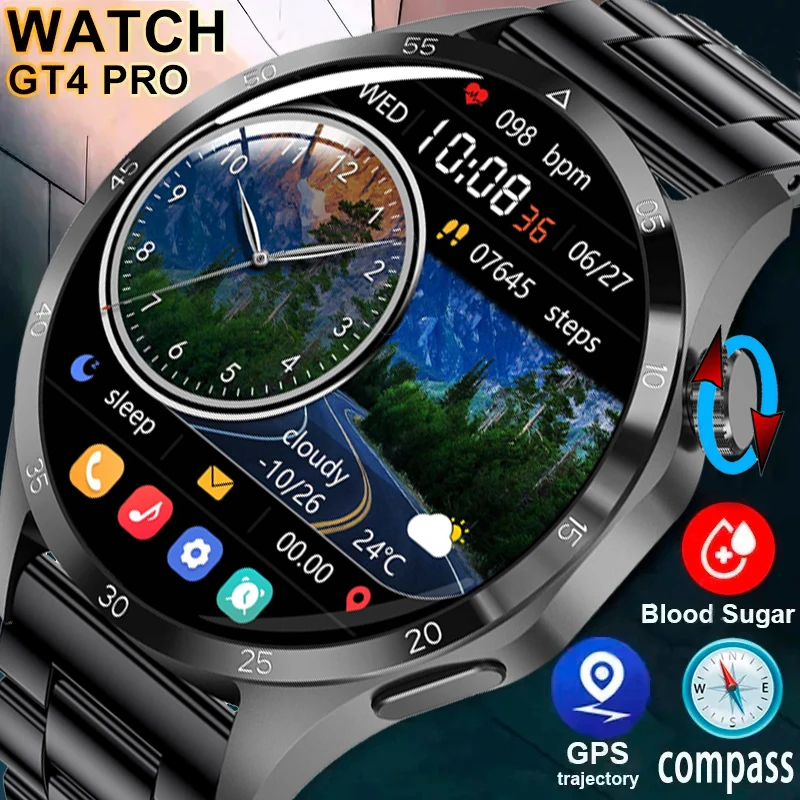 

For Huawei Xiaomi GT4 ProSmart Watch Men NFC GPS Tracker 1.6" HD Screen Heart Rate IP68 Waterproof BT Call SmartWatch 2024 New