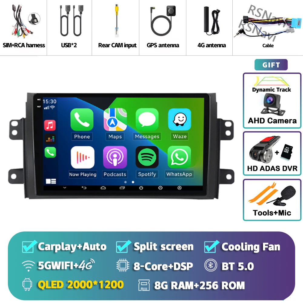Android 15 Carplay автомобильный радиоприемник мультимедиа для Suzuki SX4 SX 4 2006-2013 головное устройство BT GPS видео DVD DSP плеер авторадио стерео
